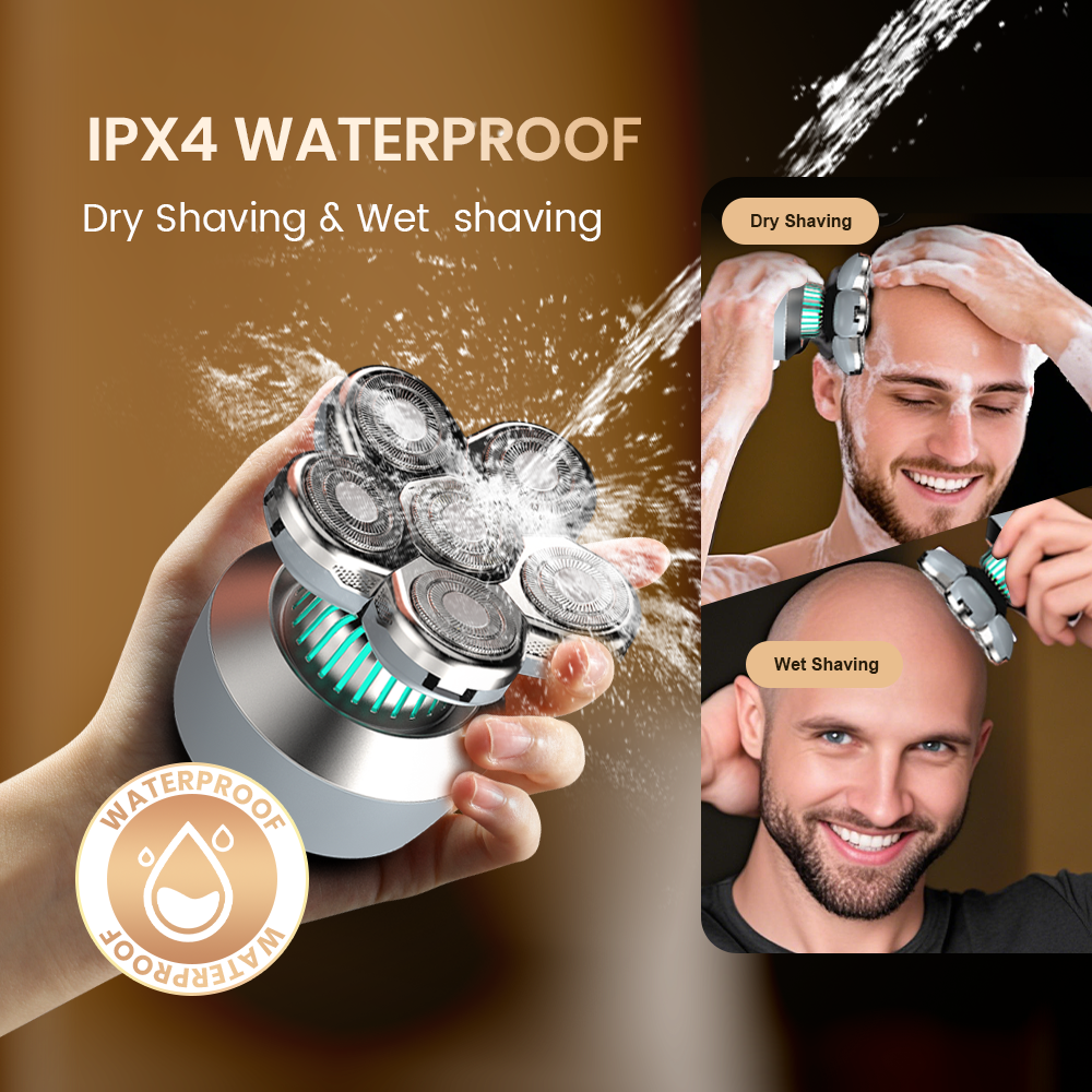 6D Electric Bald Razor Rechargeable Waterproof Bald Shaver