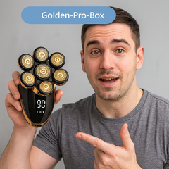 (Golden-standard-Box) Men 7D Floating Men Electric Shaver Wet Dry Beard Hair Trimmer Electric Razor Rechargeable Bald Head Shaving Machine LCD Display