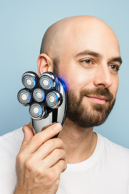 (Silver-Pro-Box) Men 7D Floating Men Electric Shaver Wet Dry Beard Hair Trimmer Electric Razor Rechargeable Bald Head Shaving Machine LCD Display