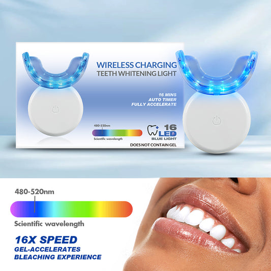 16 LED Blue Light Teeth Whitening Accelerator Device 16 Minutes Timer Wireless with Travel Case