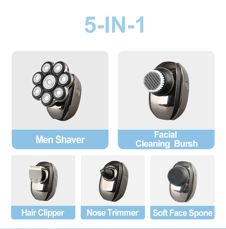Electric Rechargeable Shaver Cordless Multi Headed Professional Beard Head Shaver for Bald Men