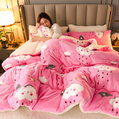 Winter Cashmere Lamb Comforter Thickened extra Large Queen 200*230cm Comfortable Skin Warm Blanket extra Large Duvet