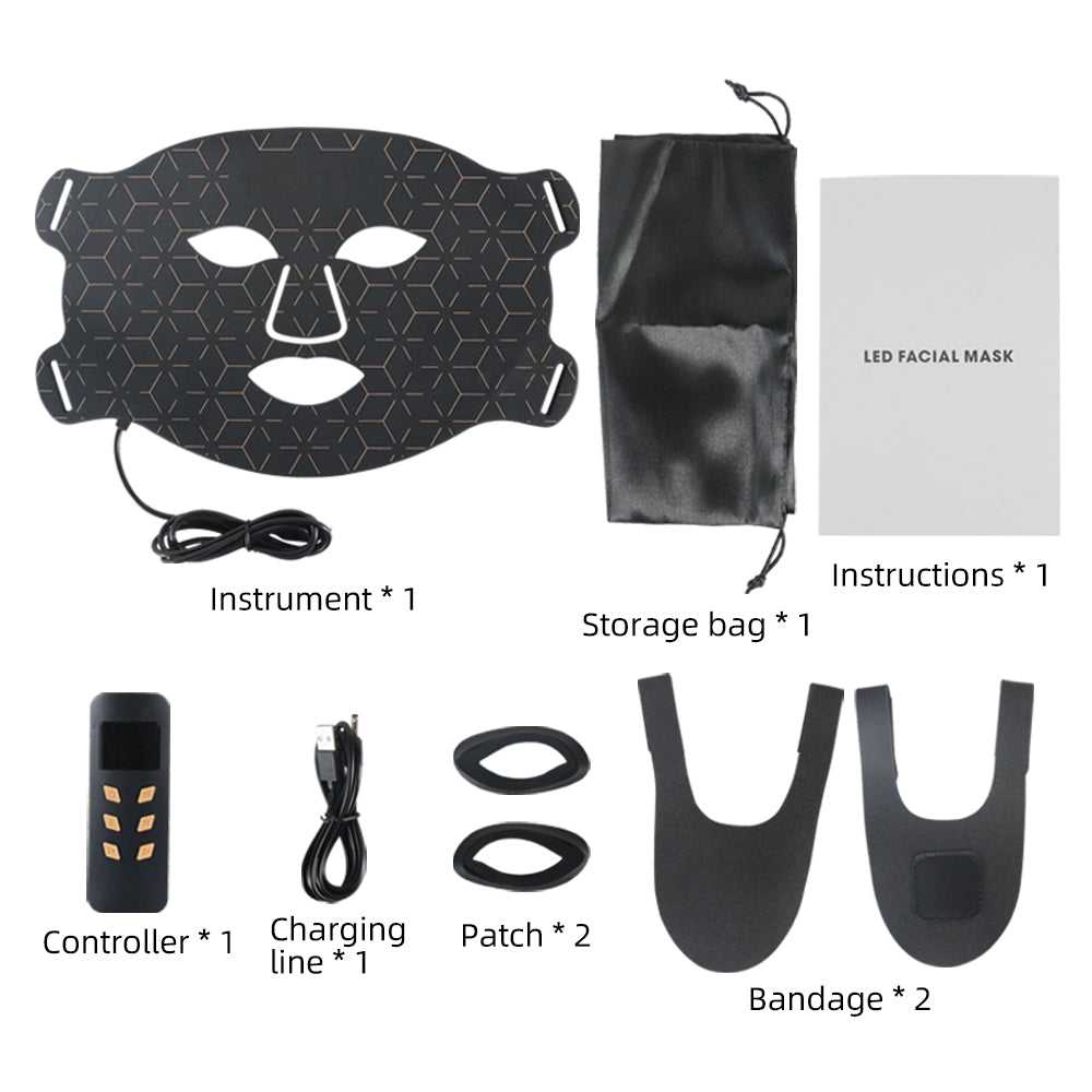 Sunglor Silicone 460NM 590NM 630NM 850NM Near Infrared Therapy Salon Red Light Therapy LED Mask