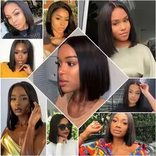 Straight Bob 200% Full Density 13x4 HD Transparent Lace Frontal Wigs Human Hair On Clearance Sale For Women
